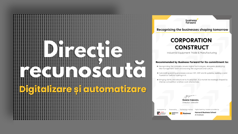 Corporation Construct, remarcată de Business Forward pentru direcția de transformare digitală